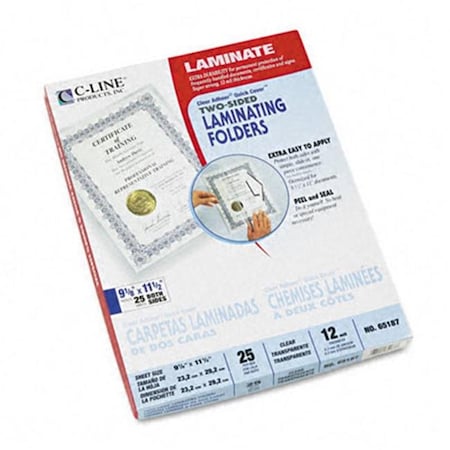 C-Line Products C-Line 65187 Quick Cover Laminating Folders  12mm  9-1/8 x 11-1/2  25 Pack 65187